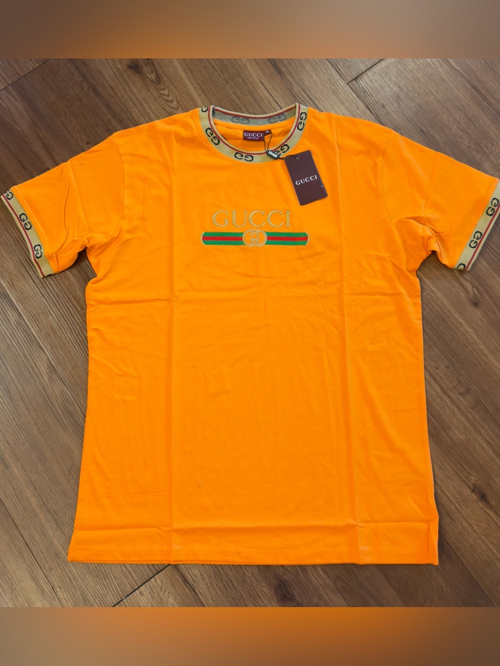 Gucci Men's Orange Logo Tee